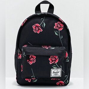 Herschel Supply Company Backpack Black Rose Print New